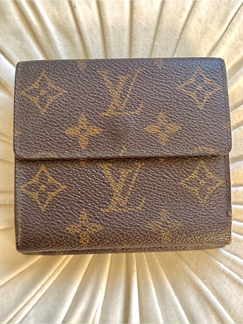 Louis Vuitton Vintage Monogram Compact Card Holder in Brown and Gold